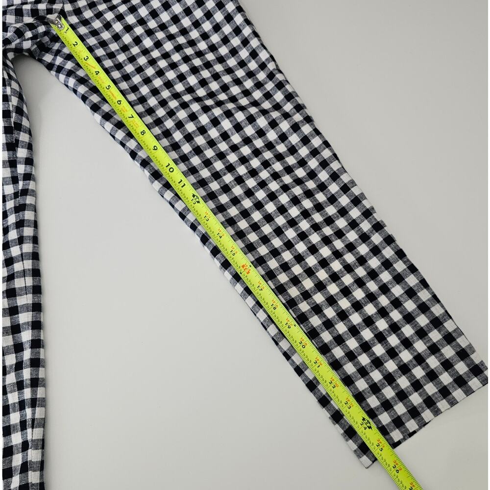 EUC J. CREW Navy-White Checkered Gingham Linen-Cotton Lined Holland Pants 0 - Picture 6 of 9